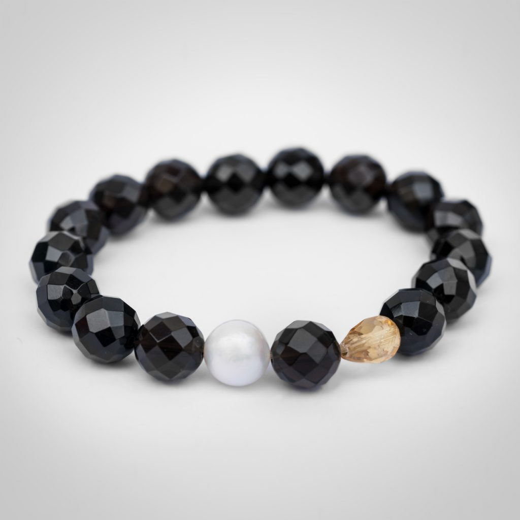 Armband aus Onyx, Citrin und Perle 20AB